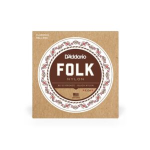 Струни для класичної гітари  D'Addario Folk Nylon 80/20 Bronze Ball End Black Treble (EJ34) купити