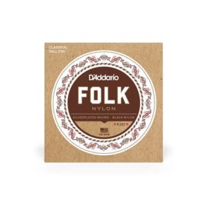 Струни для класичної гітари  D'Addario Folk Nylon Ball End Silver Wound / Black Treble (EJ32) купити
