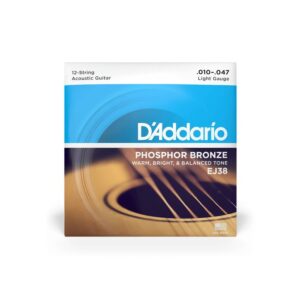 Струни для акустичної гітари  D'Addario Phosphor Bronze Regular Light 12-String (10-47) (EJ38) купити