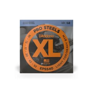 Струни для електрогітари  D'Addario XL ProSteels Light Top / Heavy Bottom (10-52) (EPS540) купити
