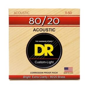 Струни для акустичної гітари  DR Strings HI-BEAM Acoustic 80/20 Bronze - Custom Light (11-50) (HA-11) купити