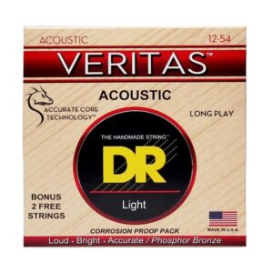 Струни для акустичної гітари  DR Strings VERITAS Coated Core Acoustic Guitar Strings - Light (12-54) (VTA-12) купити